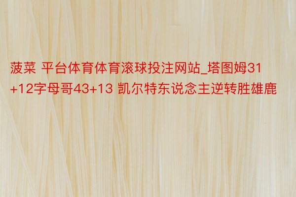 菠菜 平台体育体育滚球投注网站_塔图姆31+12字母哥43+13 凯尔特东说念主逆转胜雄鹿